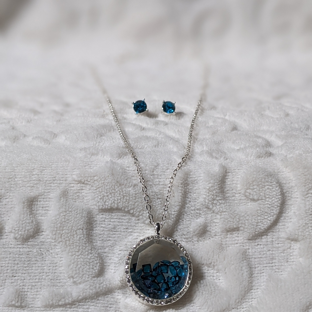 Shaky Birthstone Necklace and Earring Set December - Picture 2 of 3